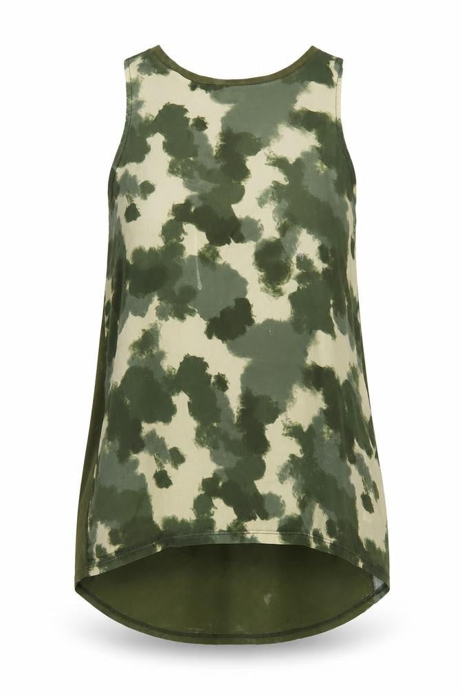 River Island Women's Green Camouflage Tank Top Size 10