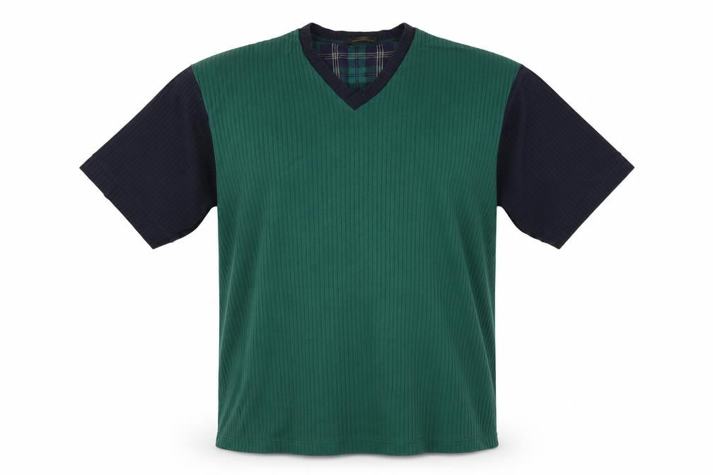 Marks & Spencer Men's Green V-Neck T-Shirt, Size S