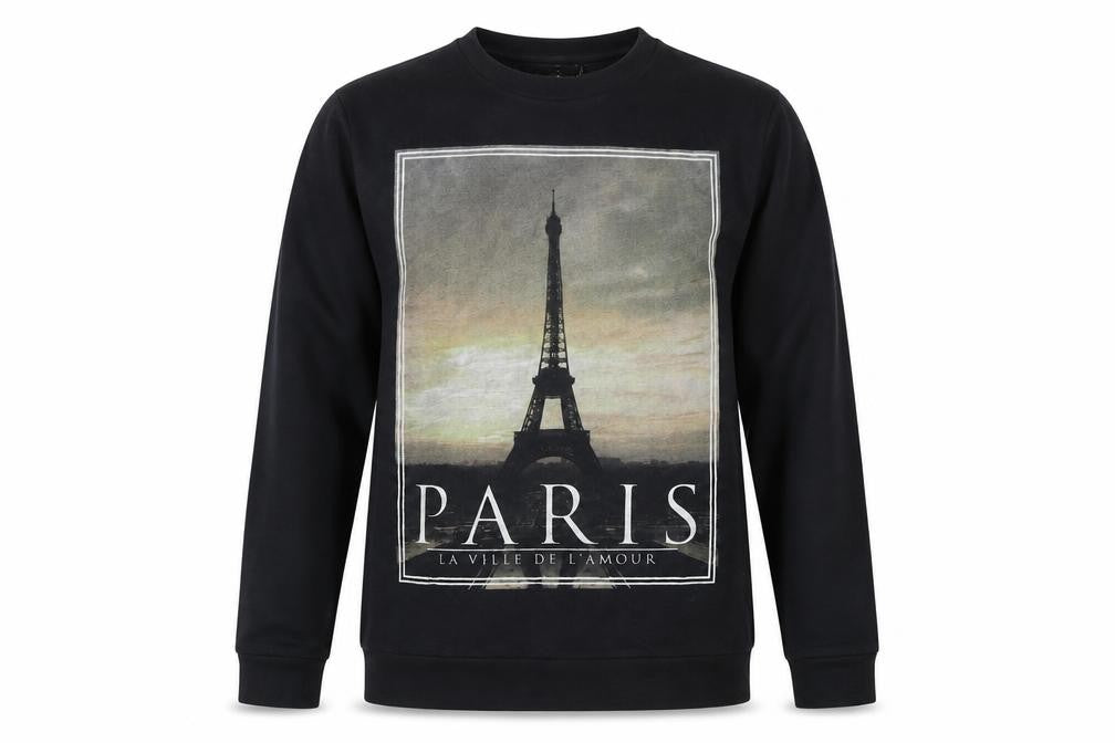 Topman Men's Black Paris Sweatshirt L Pullover