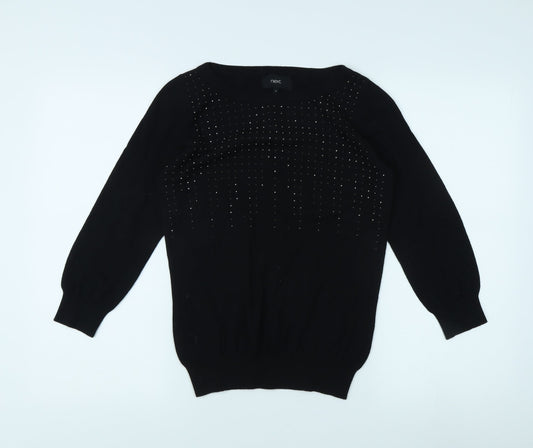 Next Women's Black Pullover Jumper Size 8 Studded