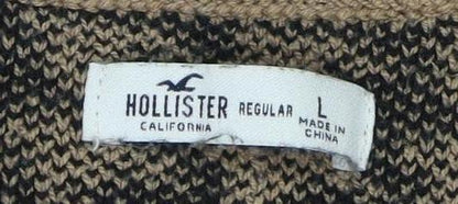 Hollister Women's Beige Black Pullover Jumper L