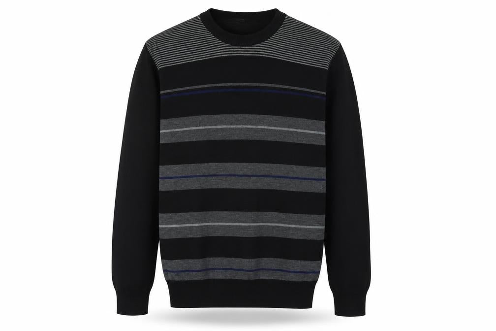Tom Hagan Men's Black XL Pullover Jumper, Striped Knit