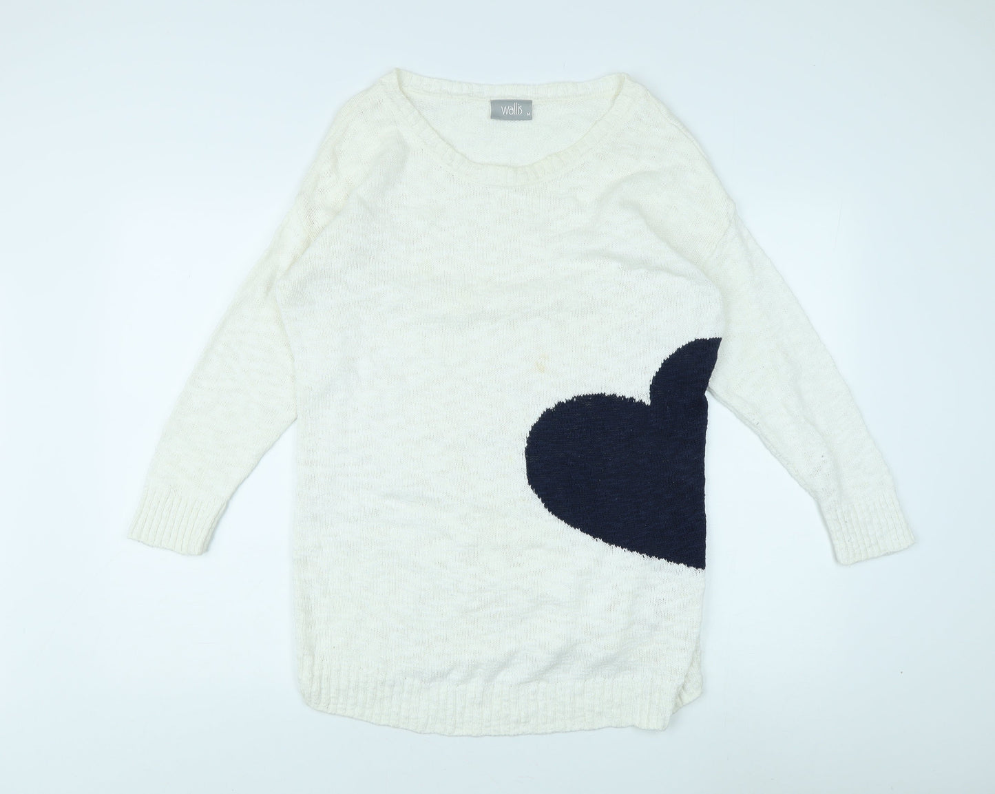 Wallis Women's Ivory Heart Pullover Jumper M