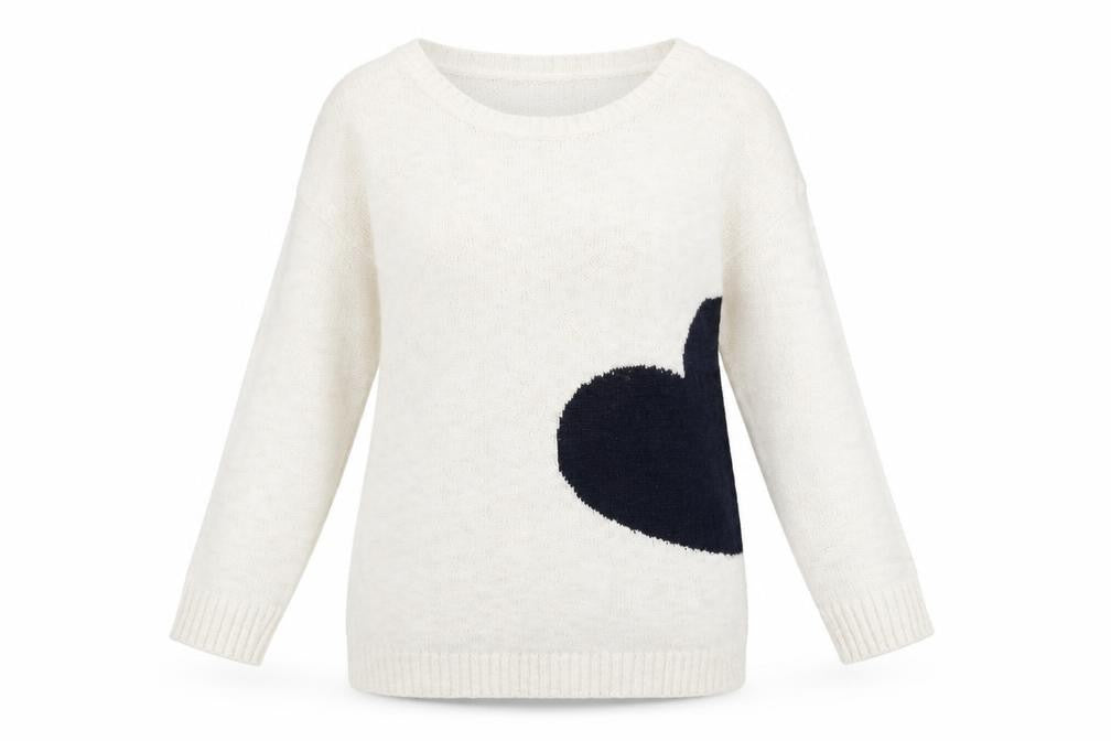 Wallis Women's Ivory Heart Pullover Jumper M