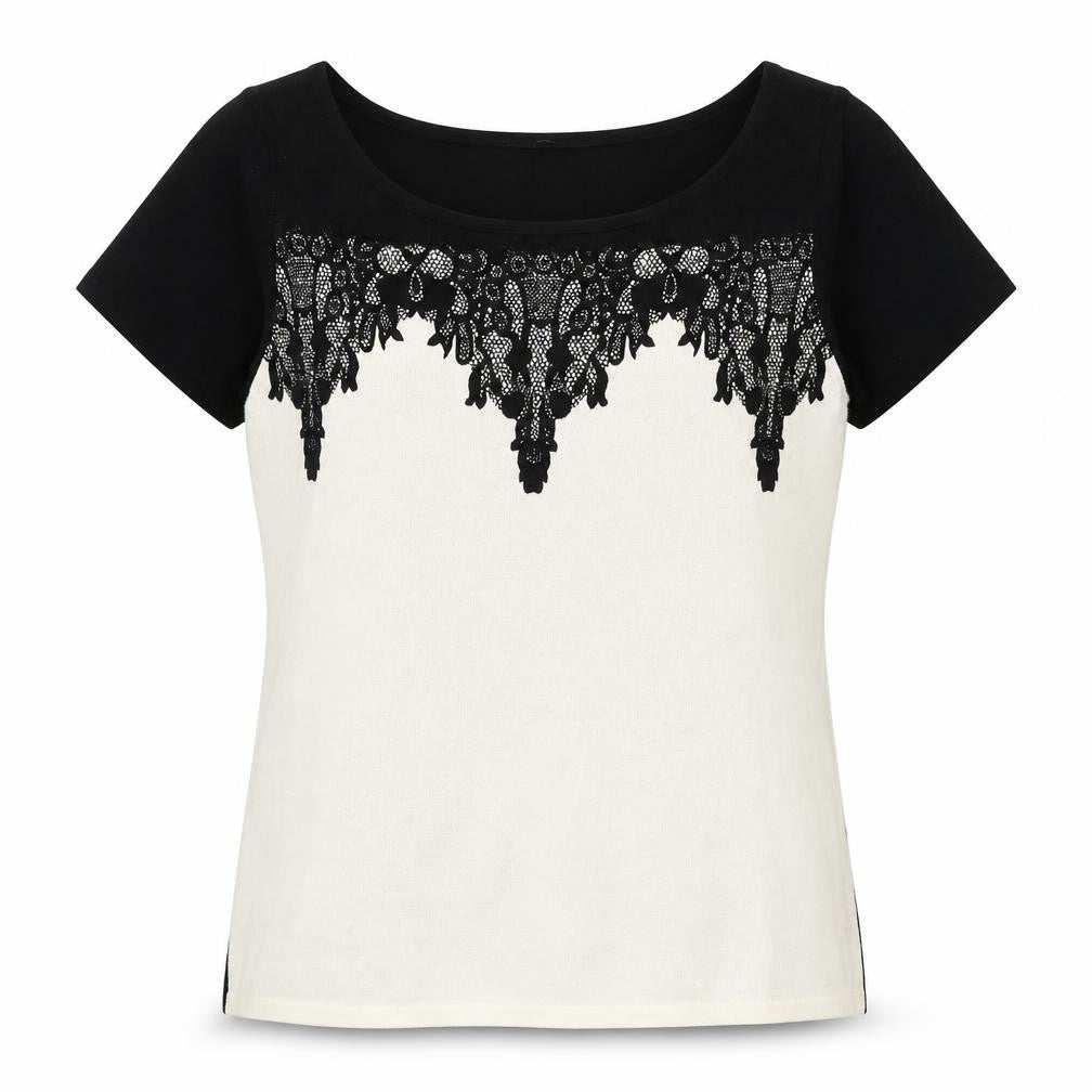 Expresso Women's Black Lace Accent T-Shirt M