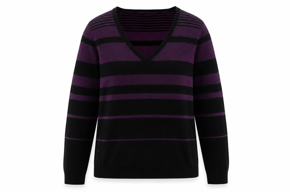 Marks & Spencer Women's Purple Striped Pullover Jumper - Size 12