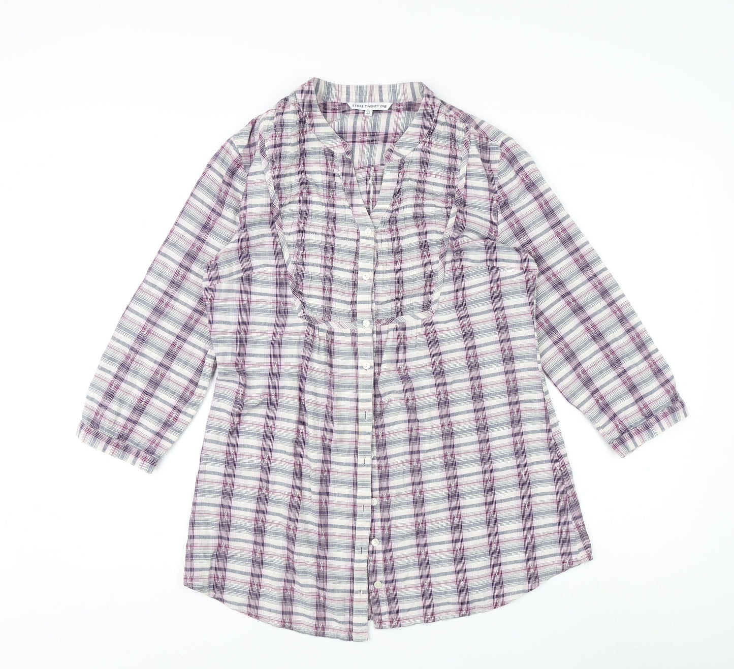 Store Twenty One Women's Multicoloured Plaid Button-Up Shirt
