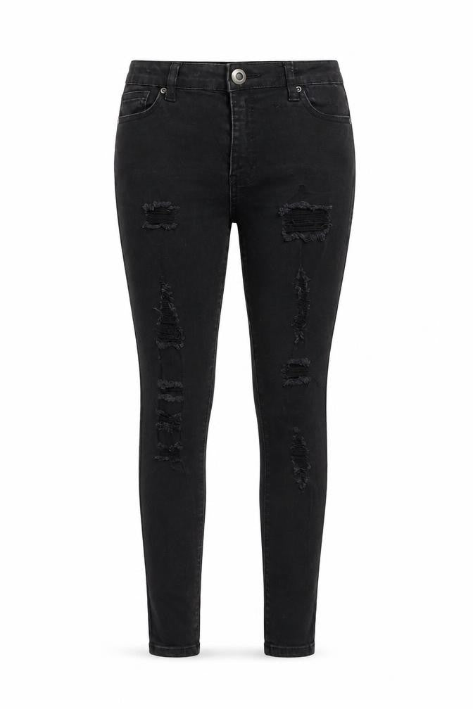 Boohoo Women's Black Distressed Skinny Jeans Size 10