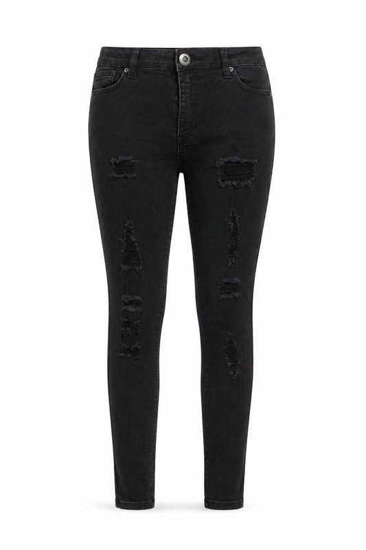 Boohoo Women's Black Distressed Skinny Jeans Size 10
