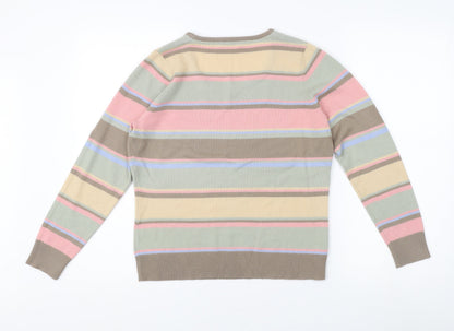 Damart Women's Multicoloured Striped Pullover Jumper Size 10/12
