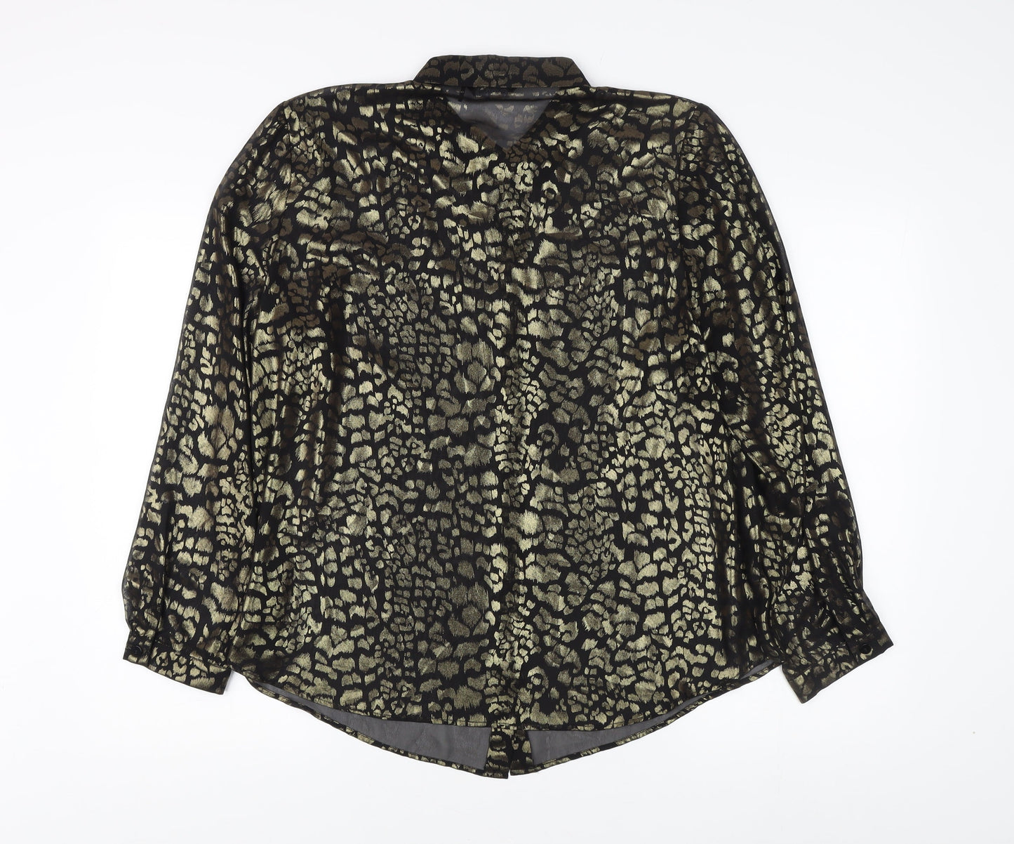 Roman Women's Black Animal Print Button-Up Shirt Size 18