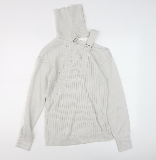Misslook Women's Ivory Cable-Knit Jumper, Size S