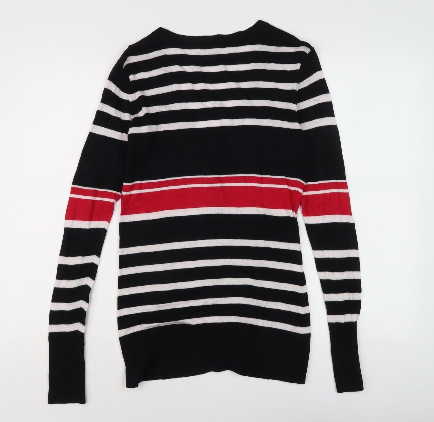 Laura Ashley Women's Black Striped Cardigan, Size 12
