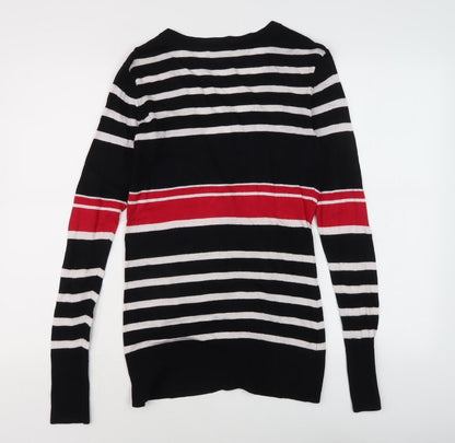 Laura Ashley Women's Black Striped Cardigan, Size 12