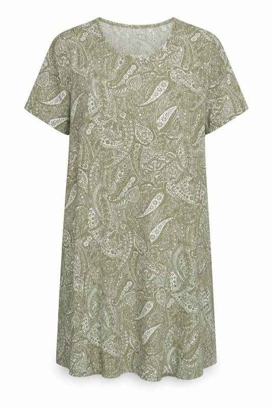 Damart Women's Green Paisley T-Shirt Dress L