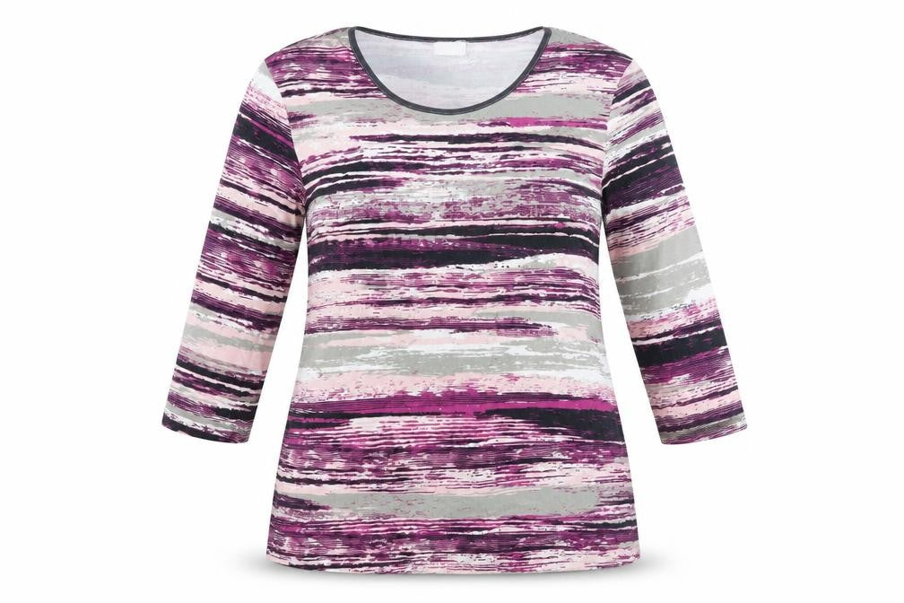 Damart Women's Multicoloured Striped Long Sleeve Top