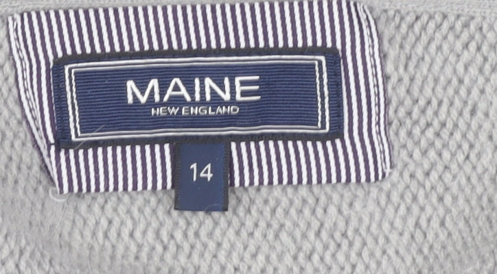 Maine New England Women's Grey Open Front Cardigan Size 14, Knitwear