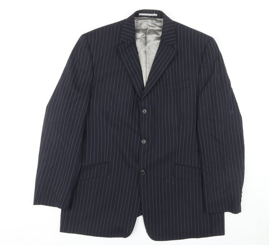 Next Men's Blue Striped Blazer 44L Regular Fit Jacket
