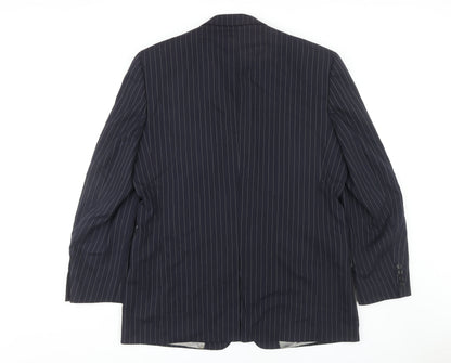 Next Men's Blue Striped Blazer 44L Regular Fit Jacket