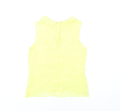 Whistles Women's Yellow Sleeveless Collared Blouse Size 8