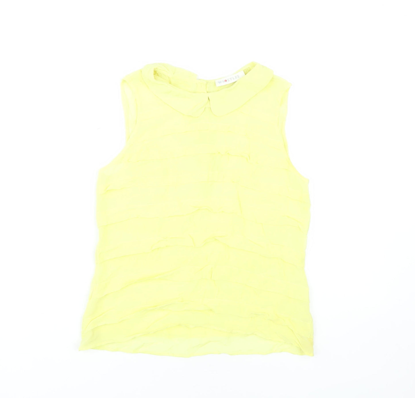 Whistles Women's Yellow Sleeveless Collared Blouse Size 8