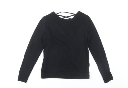 Additional front view of Jacqueline de Yong Women's Black Lace-Up Sweatshirt S