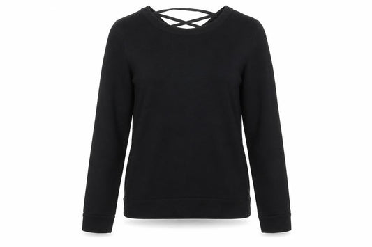 Jacqueline de Yong Women's Black Lace-Up Sweatshirt S