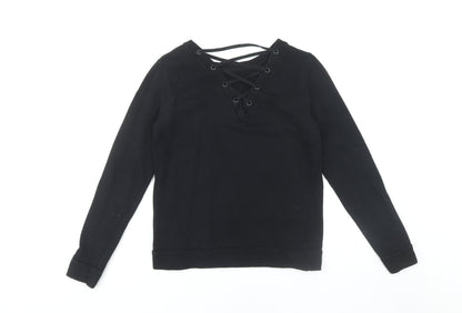 Back view of Jacqueline de Yong Women's Black Lace-Up Sweatshirt S