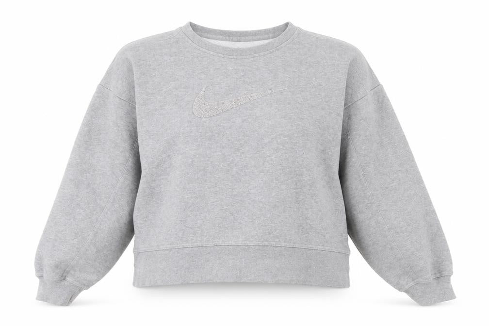 Nike Women's Grey Pullover Sweatshirt, S, Logo