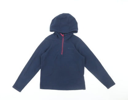 Additional front view of Mountain Warehouse girls’ blue pullover hoodie, 9-10 years