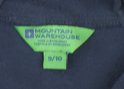 Close-up detail of Mountain Warehouse girls’ blue pullover hoodie, 9-10 years