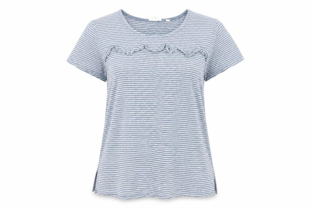 FatFace Women’s Blue Striped T-Shirt, Size S, Cotton