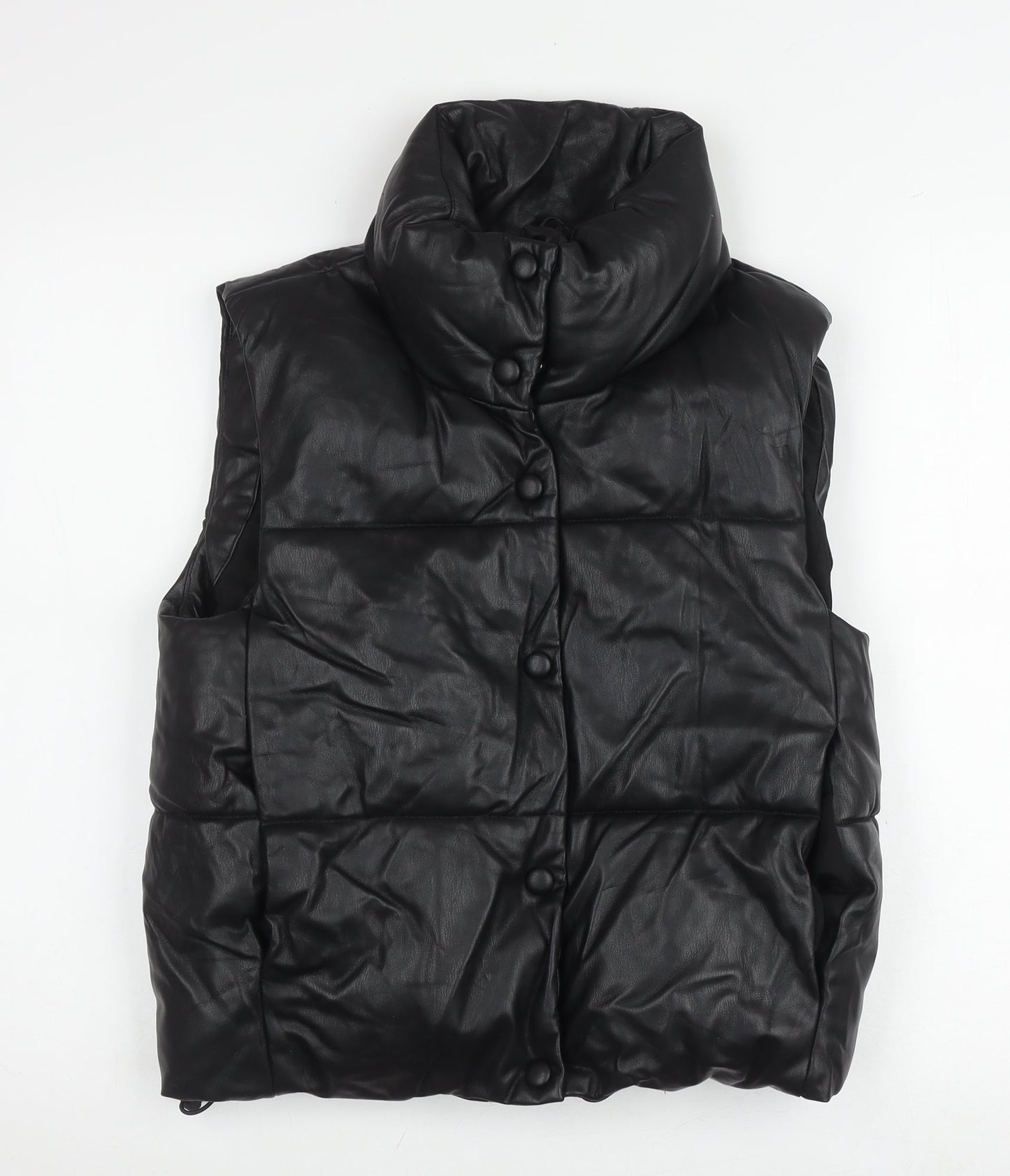 Zara Women XS Black Puffer Waistcoat Snap Closure