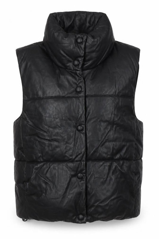 Zara Women XS Black Puffer Waistcoat Snap Closure
