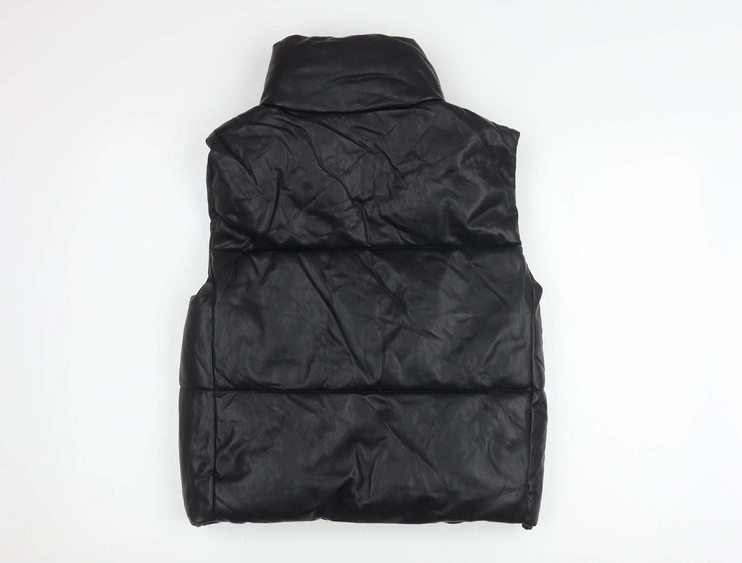 Zara Women XS Black Puffer Waistcoat Snap Closure