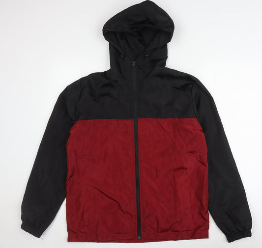 boohooMAN Men's Black Red Windbreaker Jacket M