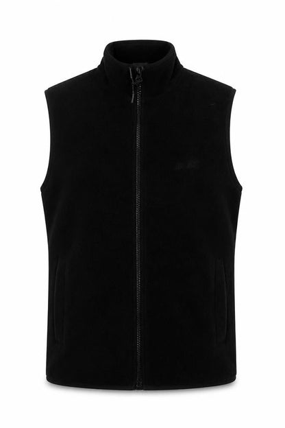Front view of iets frans... Men's Black Full Zip Waistcoat, size S