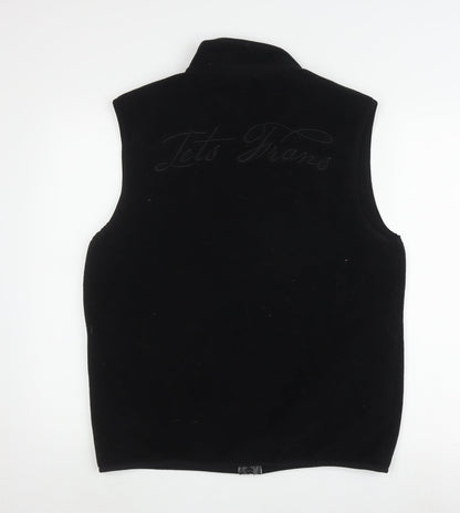 Back view of iets frans... Men's Black Full Zip Waistcoat, size S
