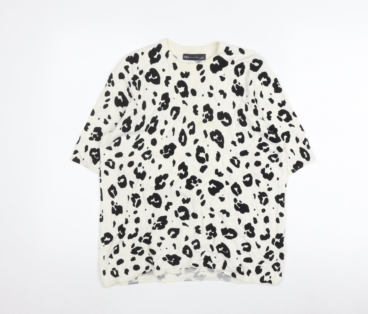 Marks and Spencer Women's Black Animal Print Top L
