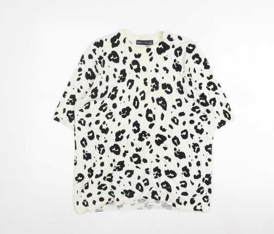 Marks and Spencer Women's Black Animal Print Top L