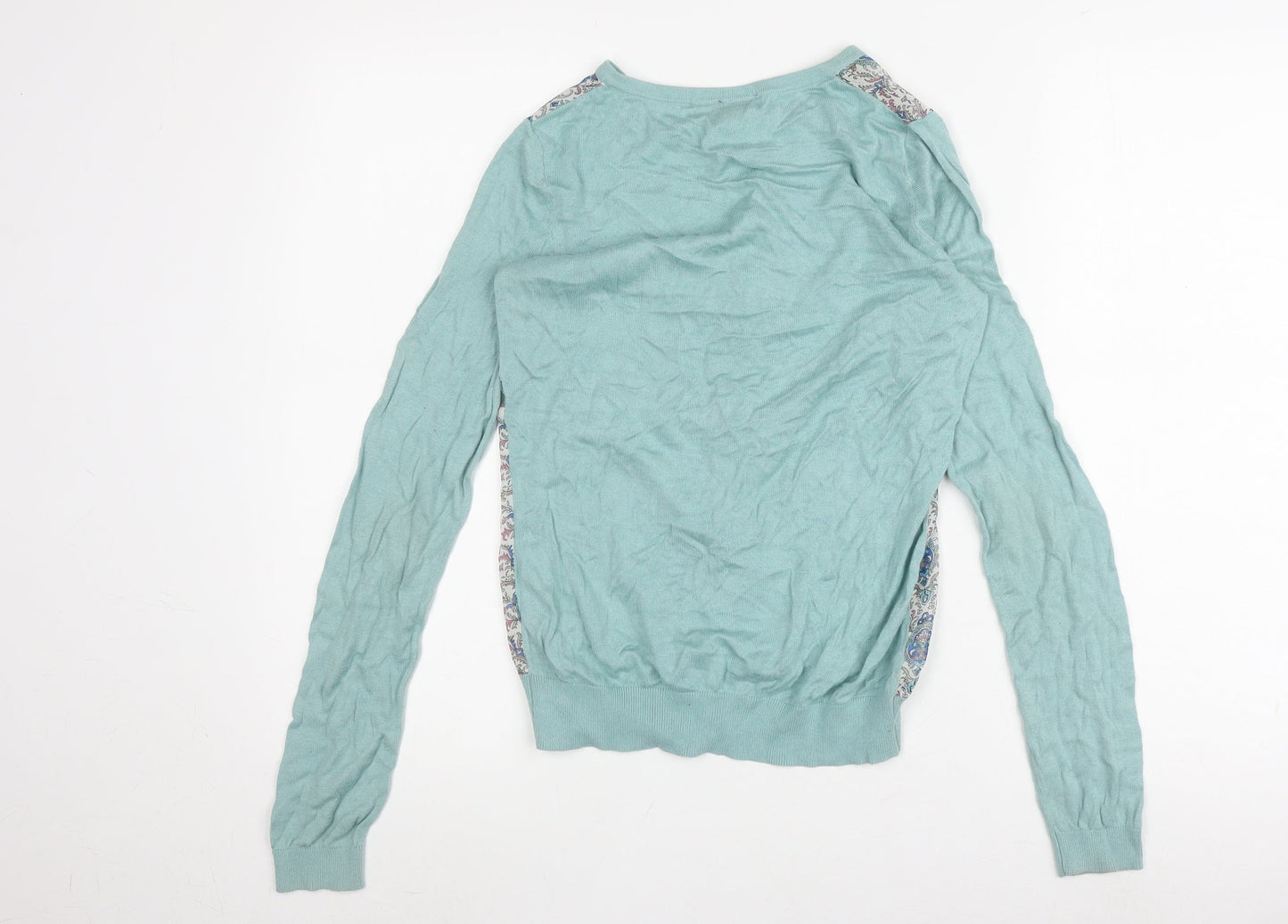 Warehouse Women's Blue Floral Cardigan, Size 8, Button Accents