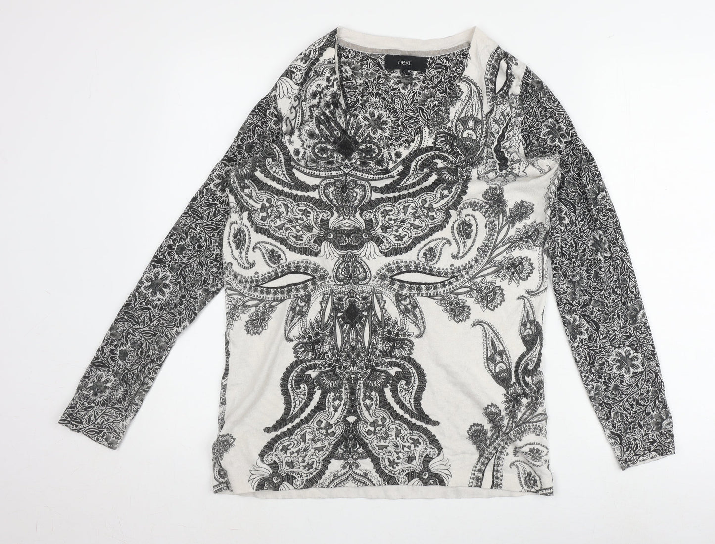 Next Women's Black White Paisley T-Shirt Size 12