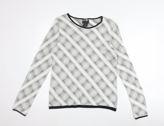 Lord & Taylor Women's L Cotton Jumper Black/White