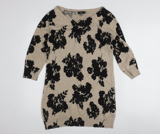 M&Co Women's Beige Floral Pullover Jumper Size 10