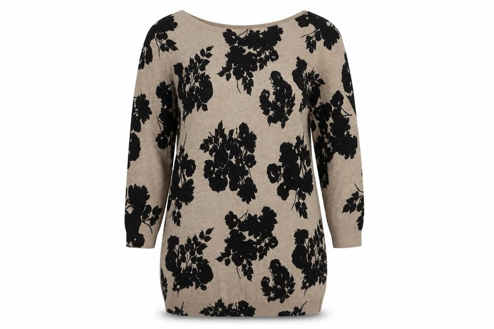M&Co Women's Beige Floral Pullover Jumper Size 10