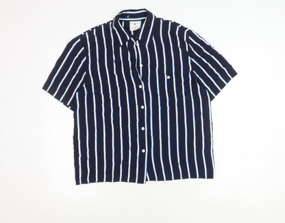 Alexon Women's Blue Striped Button-Up Shirt Size 14