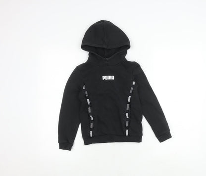 Additional front view of Puma boys’ black pullover hoodie - 7-8 years