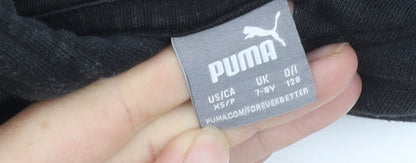 Brand and care label for Puma boys’ black pullover hoodie - 7-8 years