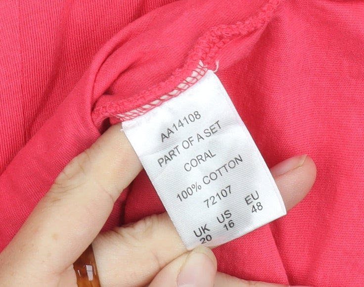 Cotton Traders Women's Red V-Neck Top Size 20