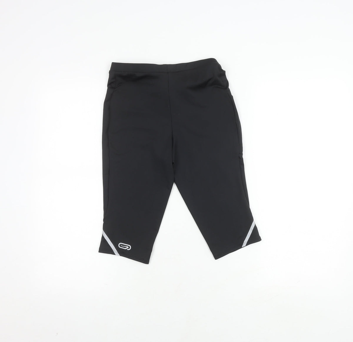 Decathlon Girls Black Running Shorts, Size 14 Years, Reflective